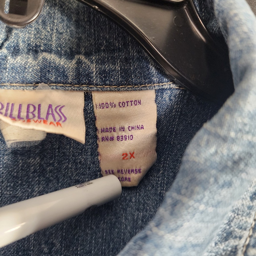 Vtg BILLBLASS  Women Denim Jacket Light Wash Button Front‎ Workwear Size 2X - Picture 5 of 7